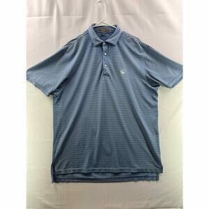 Peter Millar Men Golf Polo Shirt Medium Blue Summer Comfort Button Short Sleeve